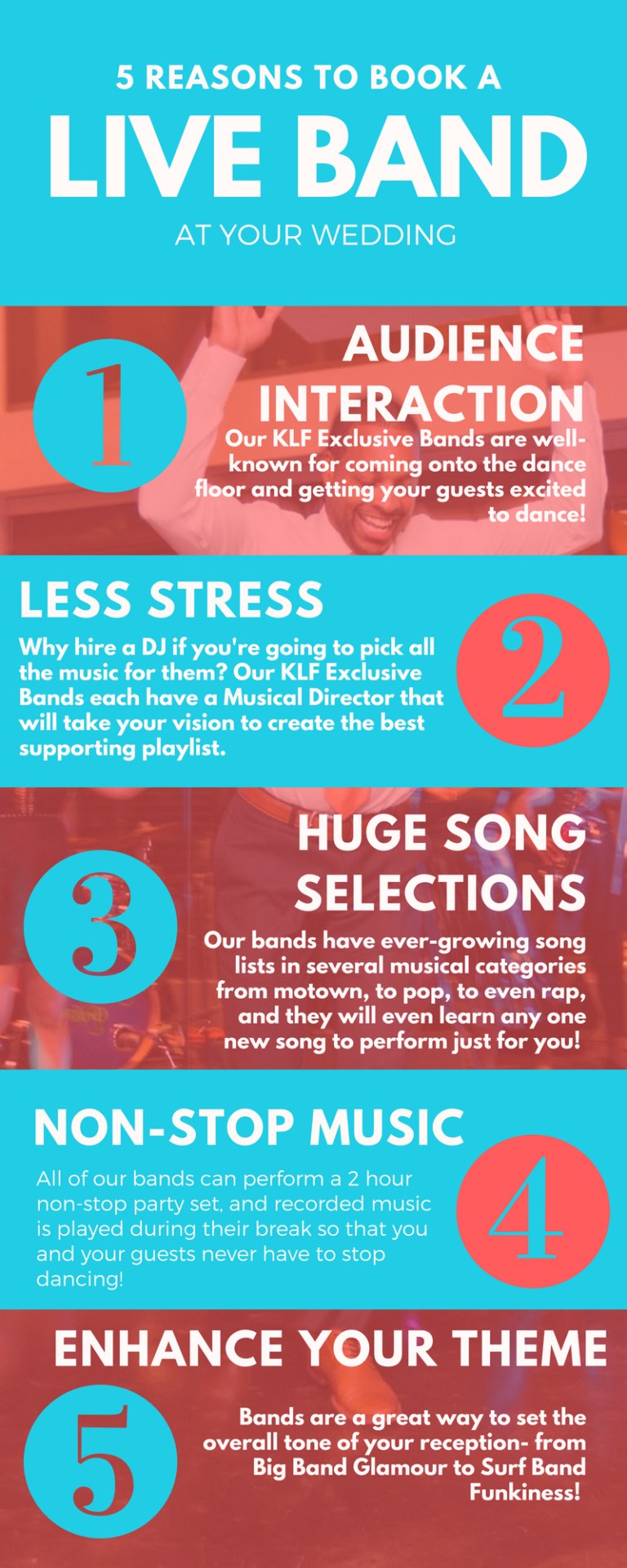 5 reasons to book a live band at your wedding infographic